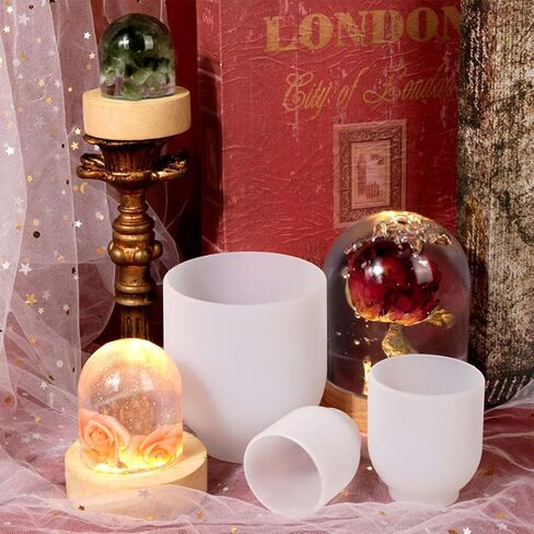 5Pcs Semi Cylinder Resin Mold 3D Crystal Ornament Silicone Molds Cylindrical Epoxy Resin Casting Mould for DIY Candle Night Light Home Desktop Decoration Flower Specimen in Kuwait