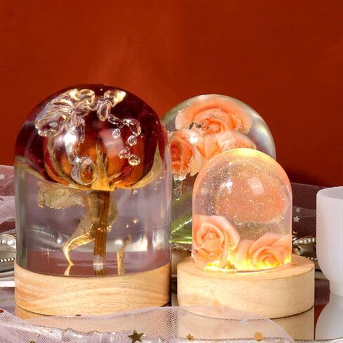 5Pcs Semi Cylinder Resin Mold 3D Crystal Ornament Silicone Molds Cylindrical Epoxy Resin Casting Mould for DIY Candle Night Light Home Desktop Decoration Flower Specimen in Kuwait