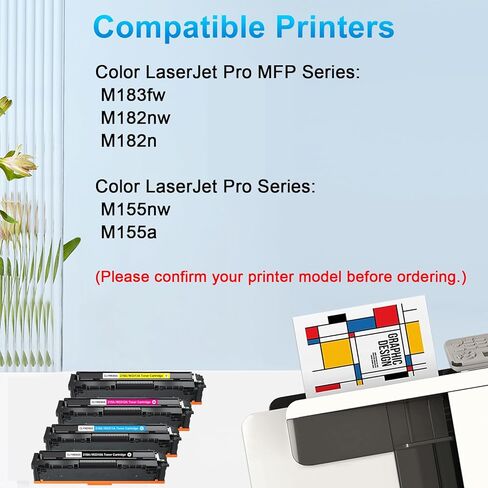خراطيش حبر 215A 4 عبوات (رقاقة متضمنة) بديلة لطابعة HP 215A W2310A لطابعة HP Color Pro MFP M183fw M182nw M182n M155a M115nw (BK/C/M/Y، 4 عبوات) in Kuwait