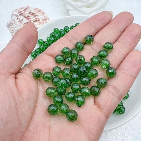 420 قطعة 8 مم خرز أكريليك كريستال مستدير خرز كريستالي الأوجه خرز فاصل لصناعة المجوهرات والحرف اليدوية، أساور وقلادات ودقات الرياح وأحجار كريمة فضفاضة (62-أخضر داكن) in Kuwait