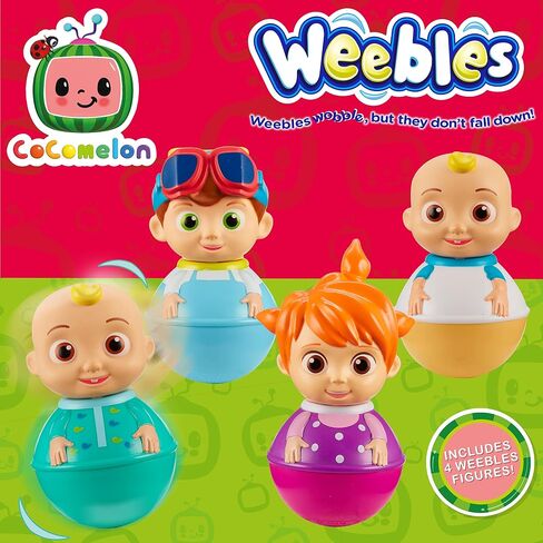 Cocomelon Weebles 4 Figure Pack, Chunky Moulded Figures, JJ, moonbug, Preschool Imaginative Play, Blue in Saudi Arabia