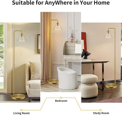 hooyi Glass Industrial Floor Lamp,Gold Tall Standing Floor Lamps with Glass Shade for Living Room (Bulb not inculded) in Saudi Arabia