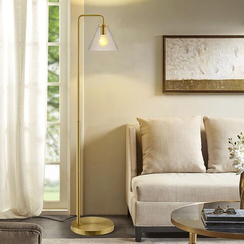 hooyi Glass Industrial Floor Lamp,Gold Tall Standing Floor Lamps with Glass Shade for Living Room (Bulb not inculded) in Saudi Arabia