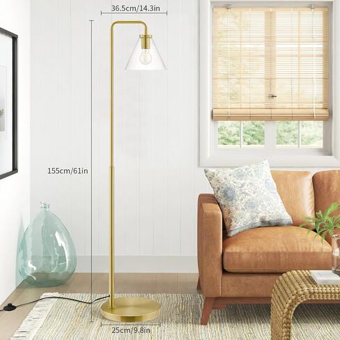 hooyi Glass Industrial Floor Lamp,Gold Tall Standing Floor Lamps with Glass Shade for Living Room (Bulb not inculded) in Saudi Arabia