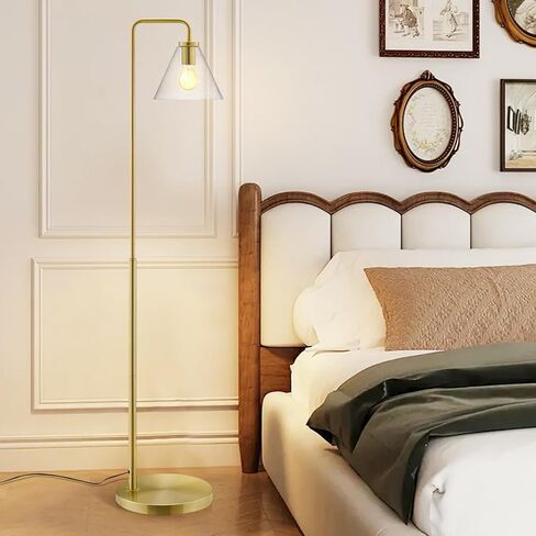 hooyi Glass Industrial Floor Lamp,Gold Tall Standing Floor Lamps with Glass Shade for Living Room (Bulb not inculded) in Saudi Arabia