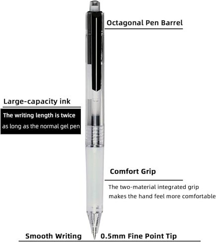 أقلام حبر جل XIZE SH، أقلام كتابة ناعمة ذات نقاط دقيقة، حبر أسود، حجم خط 0.5 مم، مقاومة للماء وسريعة الجفاف، عدد 5 in Kuwait