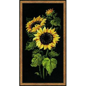 RIOLIS - Sunflowers 1056, Floral Cross Stitch Kits 9,84" x19,69, Cross Stitch Kits for Beginners & Advanced, Crossstitching Kits Adult, Counted Stitching Kits, Flowers Embroidery Kit