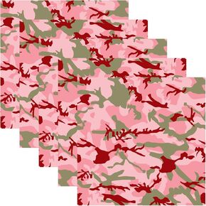 Premium Assorted Camouflage Self Adhesive Vinyl Sheets 12" x 12" Military Camo Vinyl - 5 Pack (Pink)