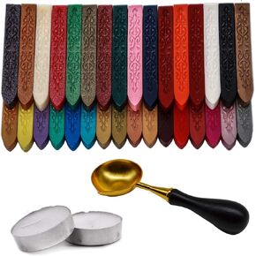 مجموعة من 32 قطعة من مجموعات عصا الشمع الرجعية بدون فتيل بألوان متعددة لأختام الطوابع المعدنية لدعوة الزفاف in Kuwait