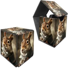 for MTG Commander Deck Box, Card Storage Box Fits 100+ Sleeved Cards, PU Leather Large Size Strong Magnet Card Deck Case Holder for Board Game Magic MTG TCG CCG, Squirrel