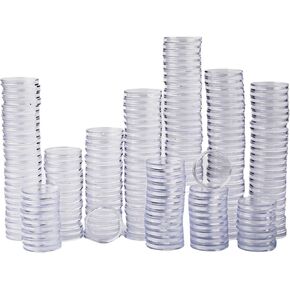 (Size: 25mm, 200PCS) Clear Round Plastic Coin Holder/Container Case - Capsules, Storage Boxes & Protectors Covers for Dollar Collection, Silver Quarter Collectors, Token Board Game Collecting Supplies