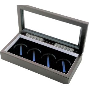 Wood Glass-top Display Box for Four Large Coin Capsules or Challenge Coins