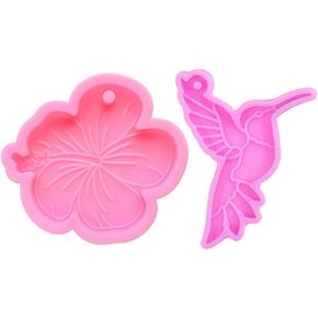 Pendant Molds,laozibierewo1 Silicone Resin Hummingbird Mold Birds Epoxy Craft Keychain Silicone Mould for Polymer Clay Necklace Jewelry Making Molds, Pink