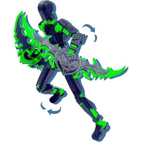 (Assembly Completed) T13 Action Figure Set, 3D Printed Toys Robo 13 Action Figure,Dummy 13 Titan 13 Action Figure (Black Green)