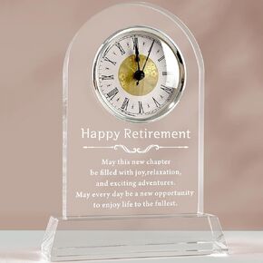 Retirement Gift for Women Men Coworker Gifts Desk Clock Gifts Going Away Gift Leaving Gifts Retirement Clock K9 Crystal Keepsakes Best Congratulations Happy Retired Gifts for Friend Boss