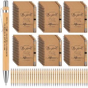 SATINIOR 50 Set Christmas Coworker Gifts Employee Appreciation Gifts Bulk Inspirational Notebooks with Bamboo Ballpoint Pens Thank You Gifts for Teacher Nurse Volunteer School Office Supplies