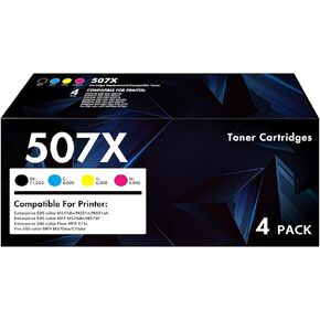 507X 507A Toner Cartridge 4-Pack: Compatible Toner Cartridge Replacement for HP 507A 507X CE400X CE400A CE401A CE402A CE403A Enterprise M551 M551n M551dn M551xh M570dn M570dw M575f Printer