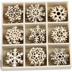 Garneck 72 Pcs Wooden Snowflake Ornaments 2.8'' Unfinished DIY Christmas Tree Decorations Craft Cutouts for Xmas Hanging Decor Wooden Snowflake Decorations for Crafting