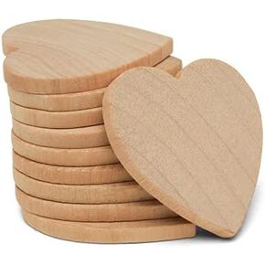 Small Wood Hearts for Crafts 1/2 inch, 1/8 inch Thick, Pack of 50 Wooden Wedding Hearts for Valentine's Day Table Decor, by Woodpeckers
