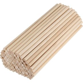 FUNSUEI 200 Pack 3/8 x 12 Inches Wooden Dowel Rods, Natural Unfinished Dowel Rods, Solid Hardwood Dowel Sticks for Crafts
