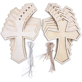 5 Inch Pack of 12 Layered Wooden Cross - Unpainted, Framed for DIY Crafts