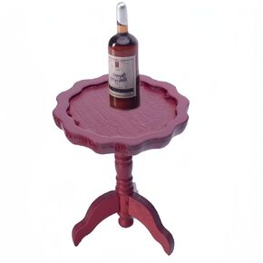 Dollhouse Furniture Mini End Table and Wine Wooden Tea Table Miniature Dollhouse Accessories for 1:12 Dollhouse Dinning Living Room Decorations