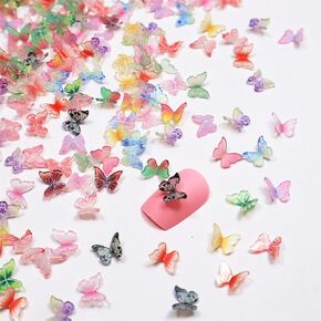 50 Pcs Mini Butterflies for Crafts, Resin Colorful Mini Charms for Nail Art Decoration & DIY Crafting Design, Tiny Miniature Things for Landscaping Decoration User