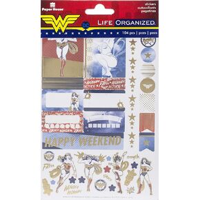 Paper House Productions STPL-0018 Wonder Woman Weekly Kit Planner Stickers, 3-pack, 3 Count