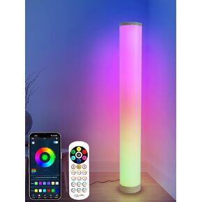 BrizLabs Smart RGB Floor Lamp, Color Changing LED Corner Lamp with Bluetooth APP & Remote, 16 Million Colors & Music Sync Corner Mood Standing Corner Floor Lamp Dimmable for Living Room Bedroom Party