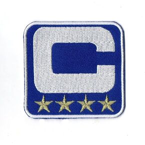 First Anything Captain C Patch Blue (4 Gold Stars) Football Soccer Baseball Hockey Sports Iron On Embroidered for Hat Shirt Jacket Jeans Cap Size About 2.70x2.70 Inch A213