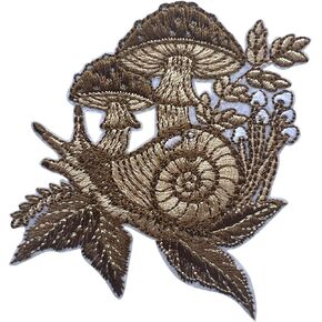 Mushroom and Snail Patch, 3 Inches Sew On Iron On Patches Forest Embroidery Patches for Clothes Backpacks Hats Jeans Bags, Aesthetic Mushrooms Embroidered Patches, DIY Patch for Boys Girls