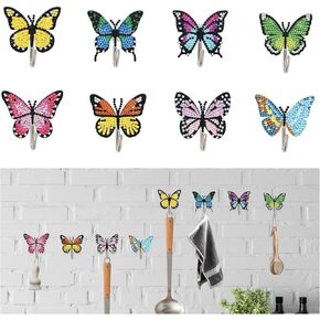 8 PCS Diamond Art Painting Sticky Hook DIY Crystal Rhinestones Diamond Art Painting Kit Strong Paste Hook Traceless Load-Bearing Transparent Kitchen Wall Adhesive Hook (Cake)
