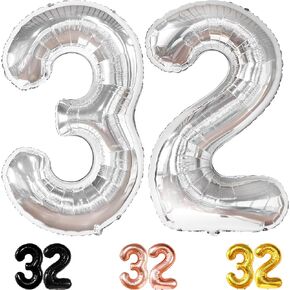 KatchOn, Black 32 Balloon Numbers - Huge, 40 Inch | 32 Birthday Decorations for Men | 32nd Birthday Balloons | Black 32 Number Balloons | 32 Birthday Balloons, 32nd Birthday Decorations for Men