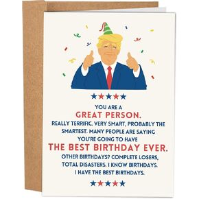 Sleazy Greetings Donald Trump Funny Birthday Card for Men and Women - 'Best Birthday Ever' Birthday Card for Brother, Dad, Wife, Husband, and Friend - Trump Birthday Card