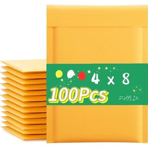 Kraft Bubble Mailers 4x8" 100 pcs Small Kraft Bubble Mailers Self Sealing Bulk Padded Shipping Supplies Packaging Materials Shipping Bags Bubble Mailers