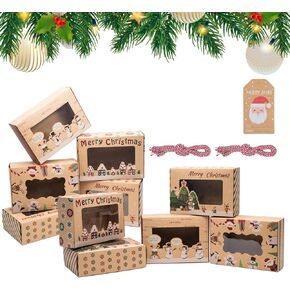 Christmas Cookie Boxes with Window, Christmas Bakery Treat Boxes for Gift Giving, Cookie Boxes for Cakes, Cheese, Candy, Pastry Party Favor, 24Pcs Yellow