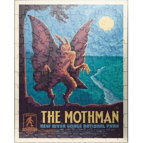 MyPuzzle Legends of The National Parks: New River Gorge's Mothman, Vintage Poster - Premium 1000 Piece Jigsaw Puzzle for Adults
