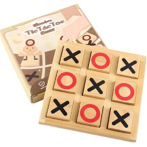 Wooden Tic Tac Toe Game - 5.9 Inch Small Travel Board Games - Tic Tac Toe Coffee Table Decor