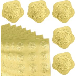 240pcs Christmas Envelope Seals Stickers Santa North Pole Gold Embossed Wax Seal Like Stickers for Holiday Card Sealing Envelopes
