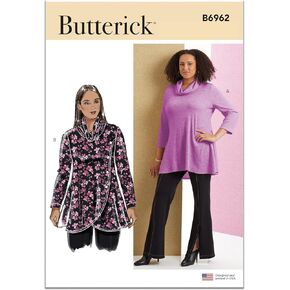 Butterick Women's Pullover Cowl Neck Knit Tops Sewing Pattern Kit, Design Code B6962, Sizes 20W-22W-24W-26W-28W