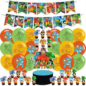 Goo Jit Heroes Party Supplies ,Goo Jit Heroes Birthday Party Decoration Includes Cake Toppers,Cupcake Toppers, Balloons,Banner Party Supplies Decoration For Adults Boys in Saudi Arabia