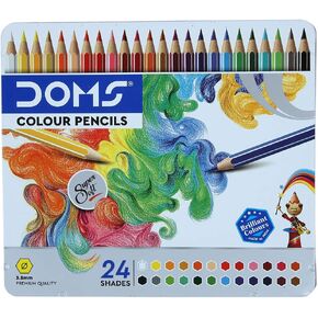 Doms Supersoft Non-Toxic Colour Pencil Set in Flat Tin Box (24 Assorted Shades x 2 Set), Multicolor (DM7206P2)