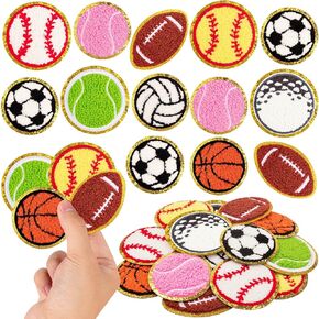 18 Pcs Sports Iron on Patche, Iron on Patches Girls Boy Sports, Baseball Softball Football Basketball Iron on Patches for Embroidered DIY Accessory Clothes Jackets Backpack