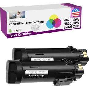 Limeink Compatible Ink Cartridges Replacement for Dell H625cdw H825cdw S2825cdn High Yield Laser Toner Cartridges for Smart Color Printers H625 H825 s2825 Ink (2 Black)