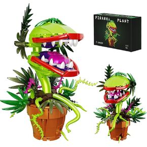 Audrey II Piranha Plant Building Blocks Set, Cannibal Plants Bonsai Building Set, Christmas Halloween Horror Flower Décor Gifts for Adults, Creative Gift for Home Décor and Office Art