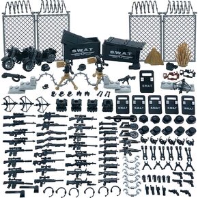 Weapons Pack Military Toy Swat Team Battle Building Blocks Set Combat Weapon Guns Accessories Pack Motorcycles Mini Figures kit for Boys Age 6+ Gifts Perfect Combination with Major Brands