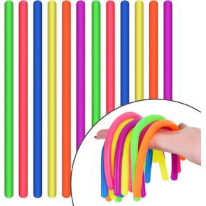 String Noodles Toys Large 12 pcs Stress Stretchy Strings Toys for Kids Fosters Creativity and Focus Relief for Adults Improve Concentration for School Holiday Classroom Gift