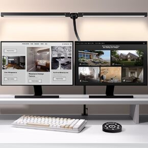 Led Desk Lamp for Home Office,Smart Double Head Computer Monitor Table Clip Lamp,Eye-Care Architect Light, 5 Color Flexible Adjustable Lighting Table Lamp for Study Drafting Task lamp