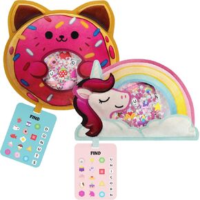BIZYBOO - The Original Seek & Find Plush - Hidden Object Search Problem Solving Educational Matching Game for Kids 2 and Up - 2 Pack (Daisy & Peaches)