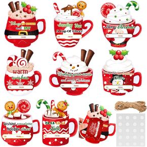 48 Pcs Christmas Gift Card Sleeves Christmas Gift Card Holders Coffee Gift Card Holder Money Holders Cash Holders with Rope Christmas Card Gift for Xmas Tree Ornament Winter Holiday Guest